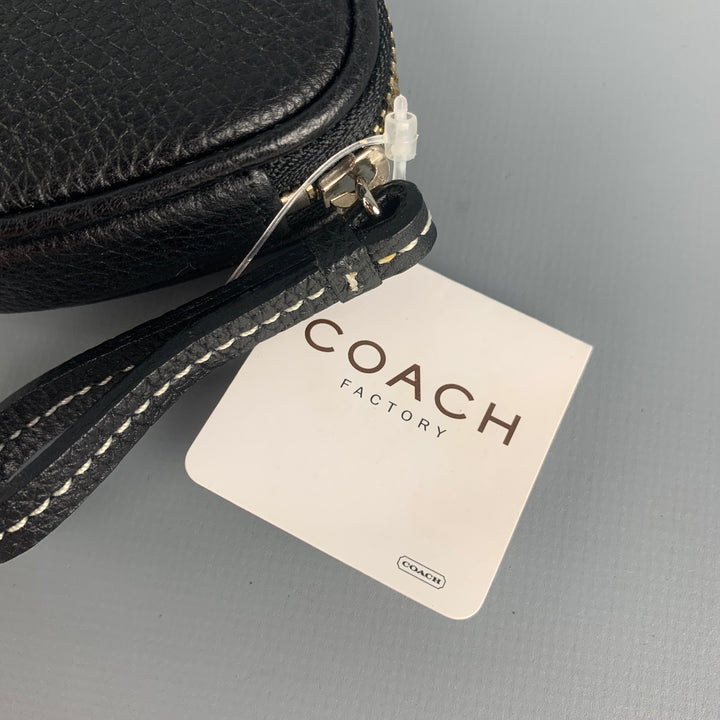 COACH Size One Size Black Textured Leather Coin Purse