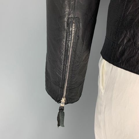 RELIGION Size XL Black Leather Zip Up Jacket