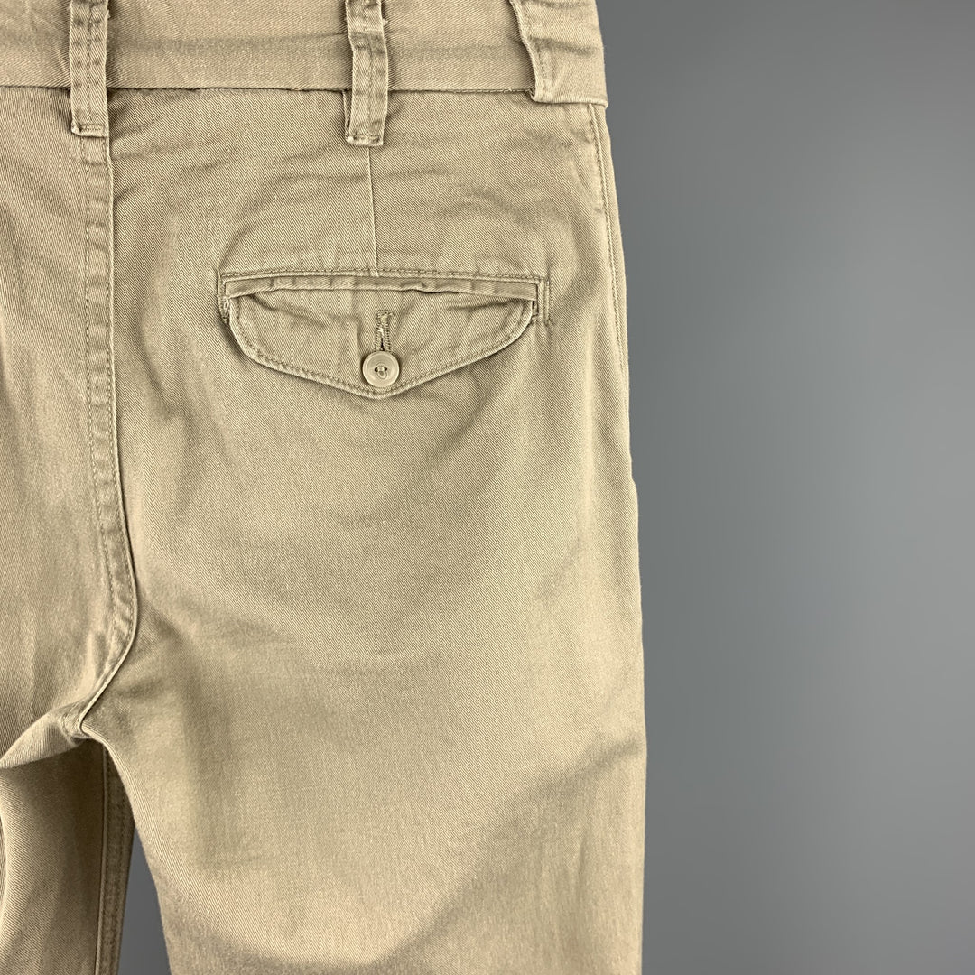 SKU Taille 28 Pantalon décontracté en coton beige avec braguette zippée