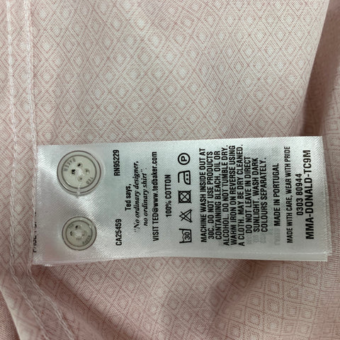 TED BAKER Size XXL White Orange Rhombus Button Down Short Sleeve Shirt
