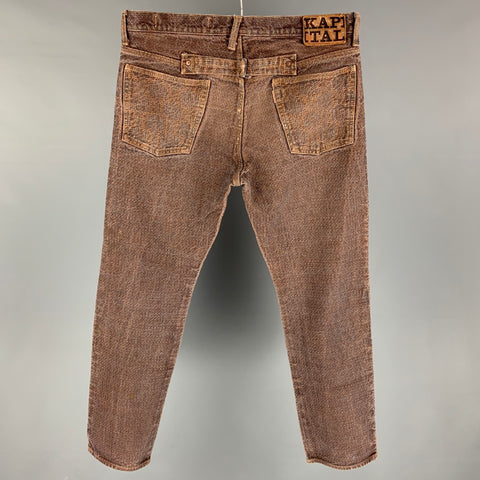 KAPITAL Size 38 Blue Brown Textured Cotton Jean Casual Pants