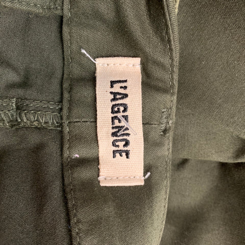 L'AGENCE Size S Olive Cotton Blend Belted Shorts