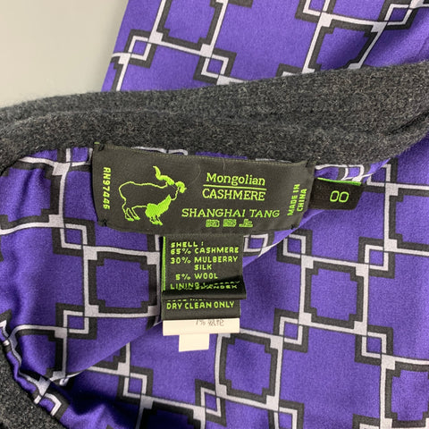 SHANGHAI TANG Grey Purple Cashmere Blend Scarf