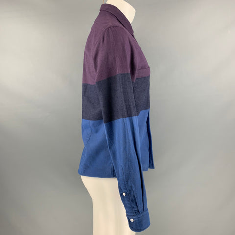 SIDIAN ERSATZ & VANES Size M Purple Blue Color Block Cotton Long Sleeve Shirt