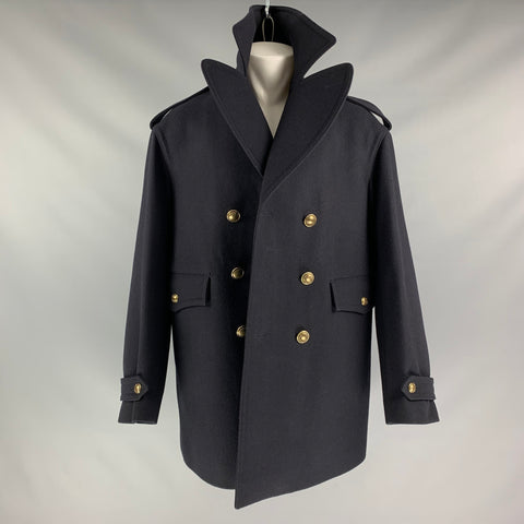 BURBERRY PRORSUM Size M/L Oversized Navy Blue Wool Double Breasted Coat