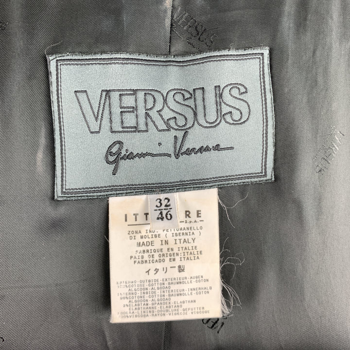 VERSUS by GIANNI VERSACE Size 10 Black & Green Cotton Color Block Coat