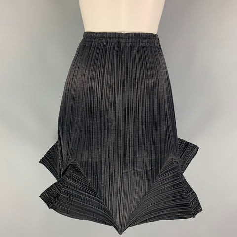 ISSEY MIYAKE Size S Black Polyester Silk Pleated Skirt