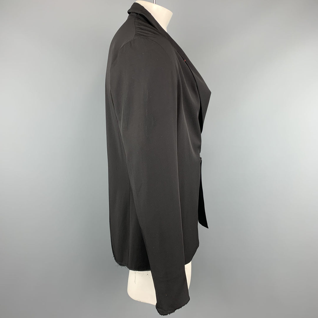 M.A+ Chest Size L Black Solid Cotton Hook & Eye Closure Jacket