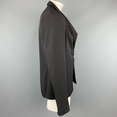 M.A+ Chest Size L Veste noire en coton uni avec fermeture à crochet et œillet