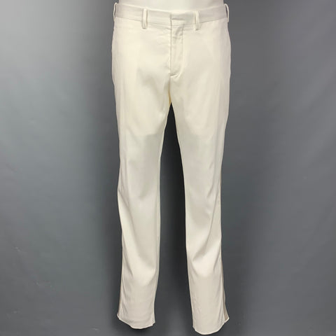 NEIL BARRETT Size 40 White Tencel Blend Notch Lapel Tuxedo Suit