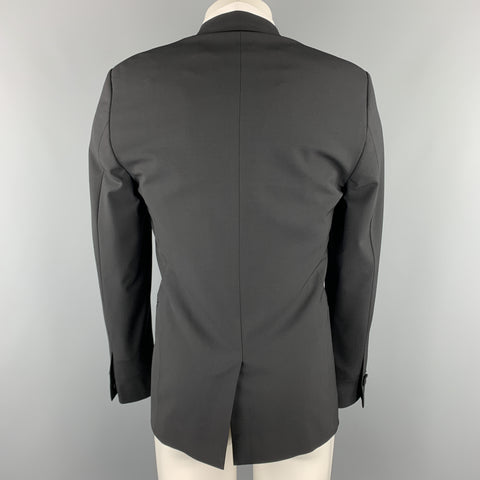 IRO Size 36 Black Wool Blend Shawl Collar Leather Trim Sport Coat