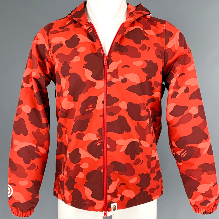A BATHING APE Chaqueta Nylon Camuflaje Rojo Burdeos Talla S