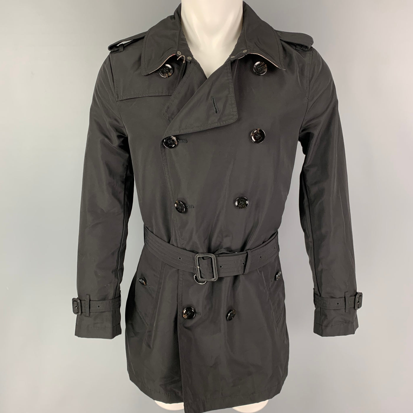 BURBERRY BRIT S Black Beige Nylon Trench Coat – Sui Generis Designer Consignment