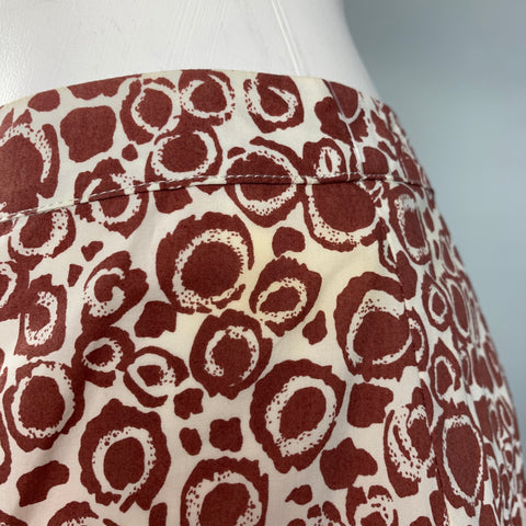 MARNI Size 4 White Burgundy Cotton Dots Pleated Skirt
