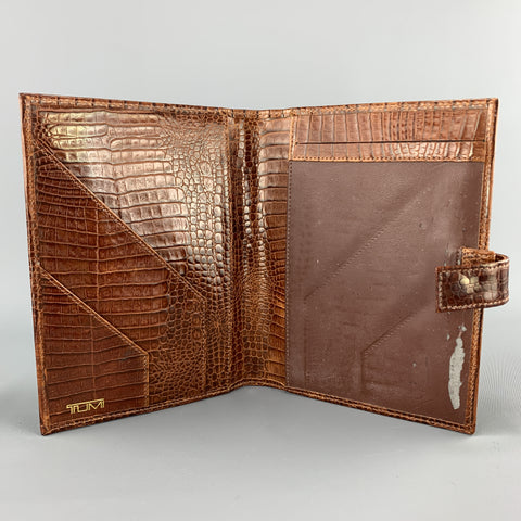 Étui de planificateur en cuir beige gaufré alligator TUMI
