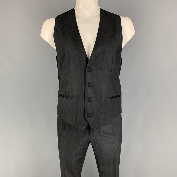 DOLCE &amp; GABBANA Talla 42 Traje de chaleco de mezcla de lana negro carbón regular