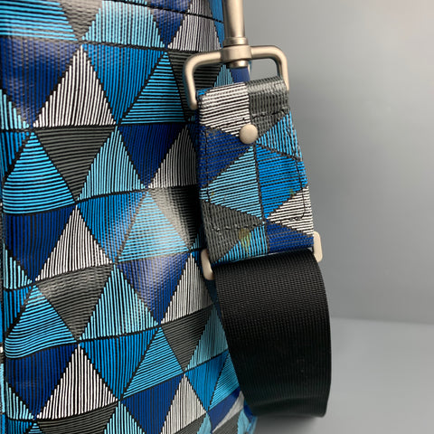 JACK SPADE Blue Charcoal White Triangle Acetate Tote Bag