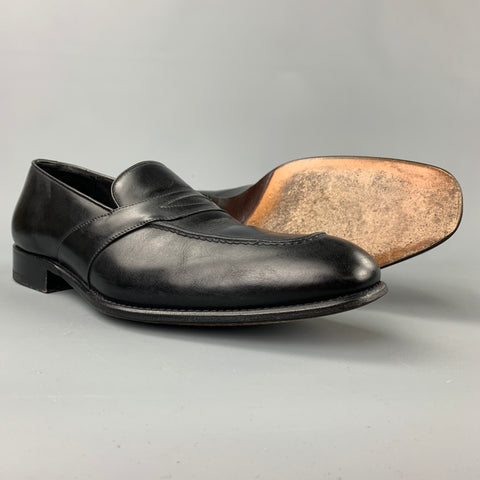 TOM FORD Size 10.5 Black Leather Slip On Loafers