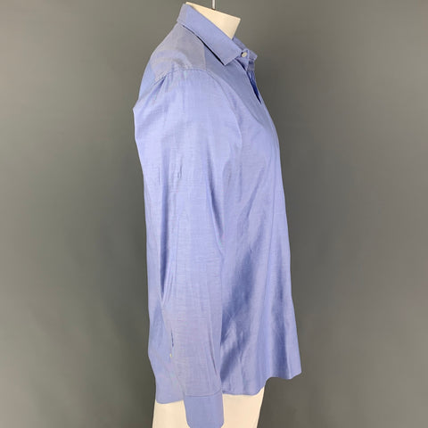 ETRO Size 42 Blue Cotton Button Down Long Sleeve Shirt