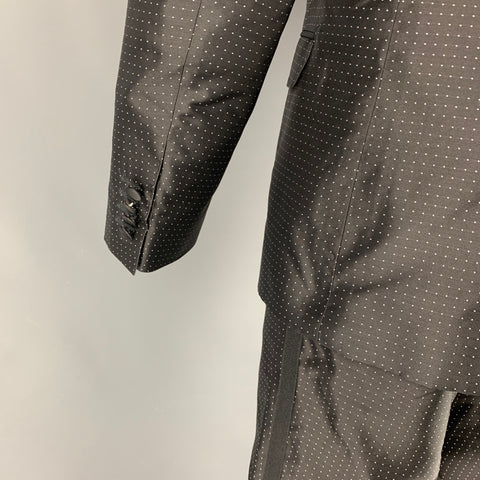 DOLCE & GABBANA Martini Size 40 Regular Black White Dots Silk Polyester 3 Piece Tuxedo Suit