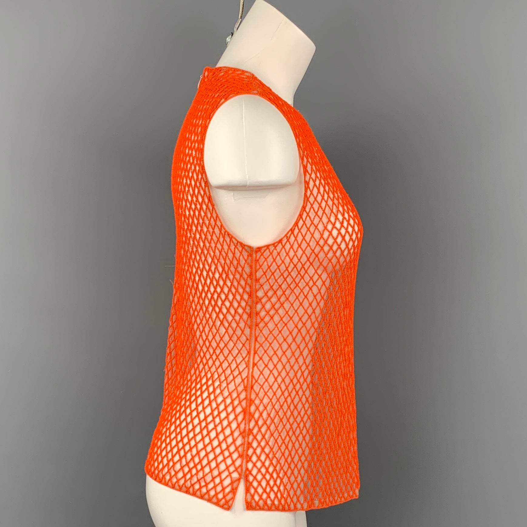 トップス DRIES VAN NOTEN MESH TANK TOP DRIES VAN NOTEN Size 6 Orange & Nude Polyester Mesh Beaded