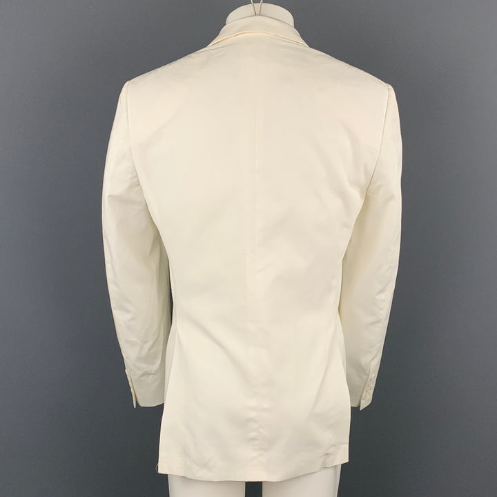 BURBERRY LONDON Size 38 White Cotton Notch Lapel Sport Coat