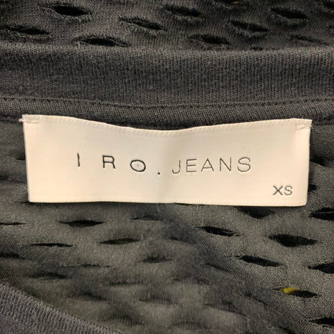 IRO Size XS Black Mesh Cotton Crew-Neck T-shirt