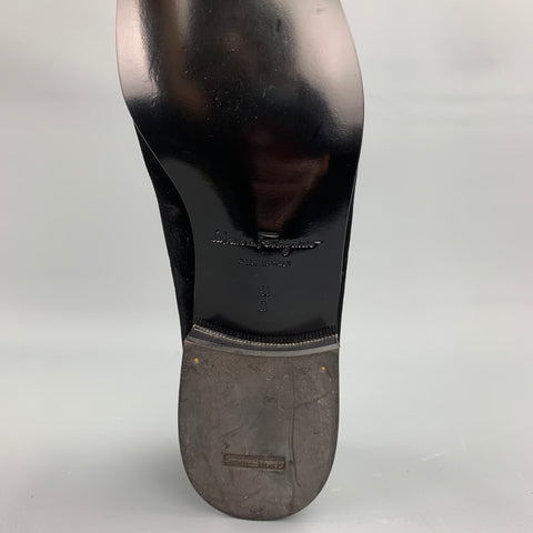 SALVATORE FERRAGAMO Size 11 Black Velvet Slip On Loafers