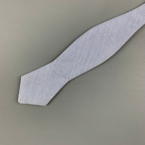 ALEXANDER OLCH Blue White Stripe Cotton Bow Tie