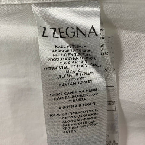Z ZEGNA Size S White Solid Cotton Tuxedo Long Sleeve Shirt