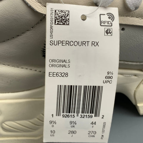 ADIDAS Size 10 White Cream Textured Leather Perforated Supercourt RX Sneakers