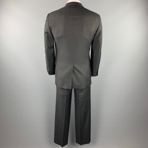 PRADA Size 40 Charcoal Stripe Virgin Wool Notch Lapel Suit