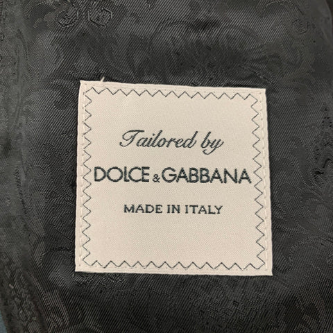 DOLCE & GABBANA Size 42 R Black Blue Two Toned Virgin Wool Tuxedo 3 Piece Suit