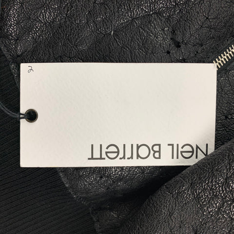 NEIL BARRETT Taille L Veste bomber en cuir vieilli noir