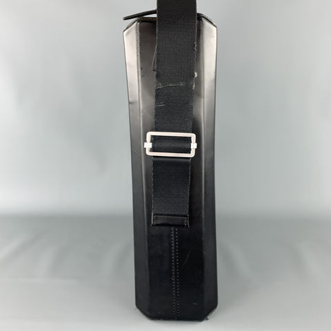 PAOLO IANTORNO Black Structured Leather Messenger Bag