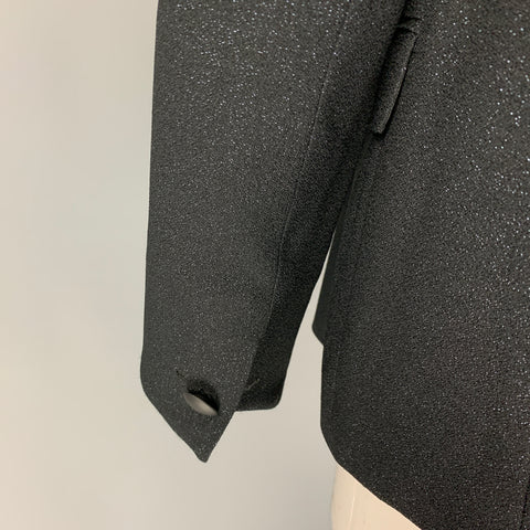 EMPORIO ARMANI Size 10 Black Blue Viscose Blend Jacket Blazer