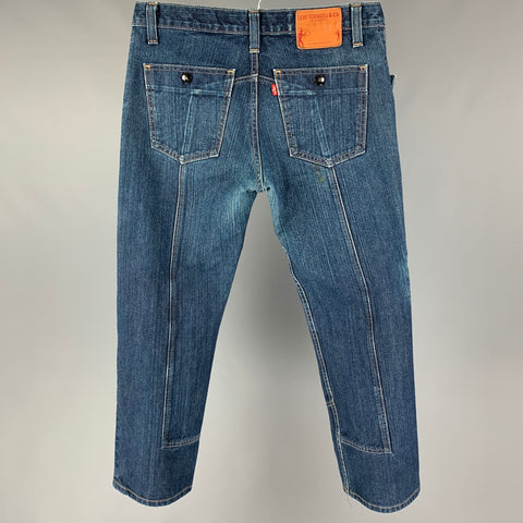 LEVI'S PREMIUM Talla 32 Vaqueros cortos de algodón lavado índigo