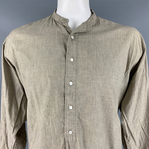 RRL par RALPH LAUREN Taille XL Chemise à manches longues en coton à rayures beiges