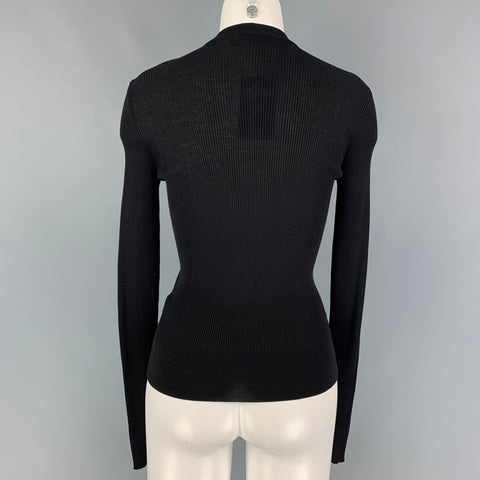 DOLCE &amp; GABBANA Taille 4 Cardigan à col en V côtelé en coton noir