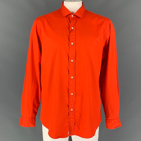 RALPH LAUREN Size XL Orange Cotton Classic Fit Long Sleeve Shirt