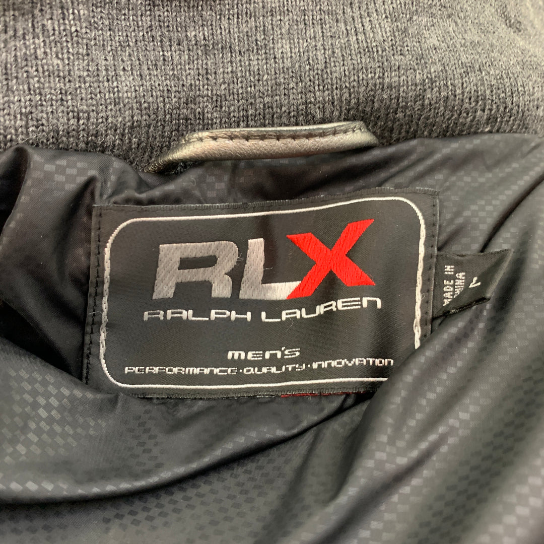 RLX by RALPH LAUREN Size L Silver Metallic Leather High Collar Jacket