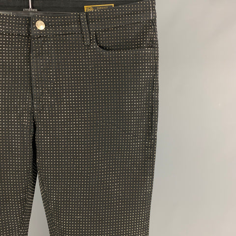 VERSACE COLLECTION Size 32 Black Gold Studded Cotton Casual Pants