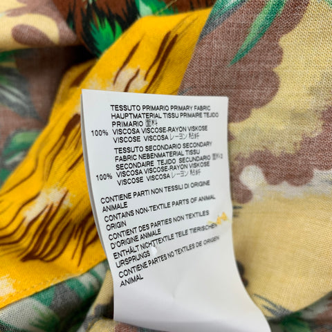 DSQUARED2 Size M Yellow Multi-Color Hawaiian Viscose Cropped Short Sleeve Shirt