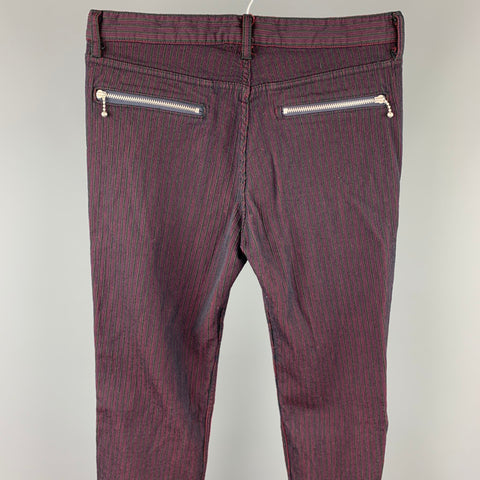 JUNYA WATANABE Size S Red & Black Textured Wool Zip Fly Casual Pants