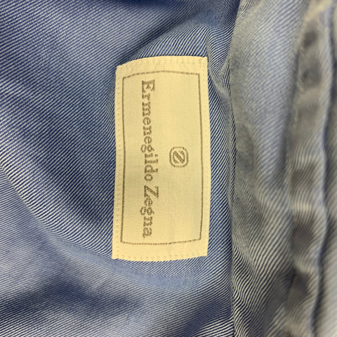 ERMENEGILDO ZEGNA Size L Blue Cotton Button Up Long Sleeve Shirt