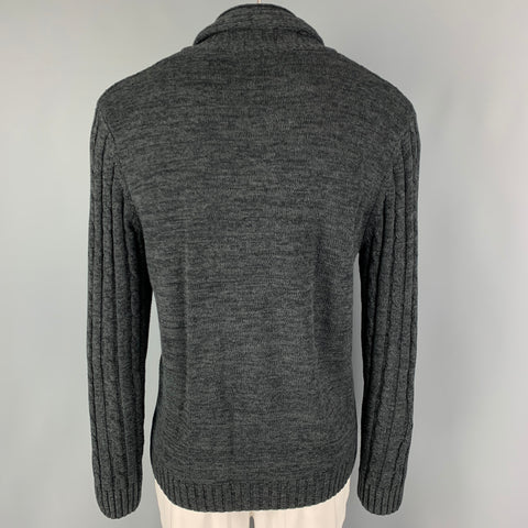KITON Size L Grey Knit Cotton Shawl Collar Cardigan