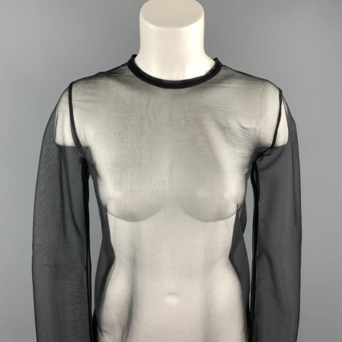JUNYA WATANABE Size M Black Mesh Polyester Crew-Neck Pullover