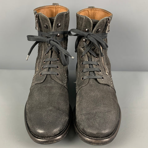 JOHN VARVATOS Taille 9.5 Bottes Bowery Gussett en cuir vieilli noir