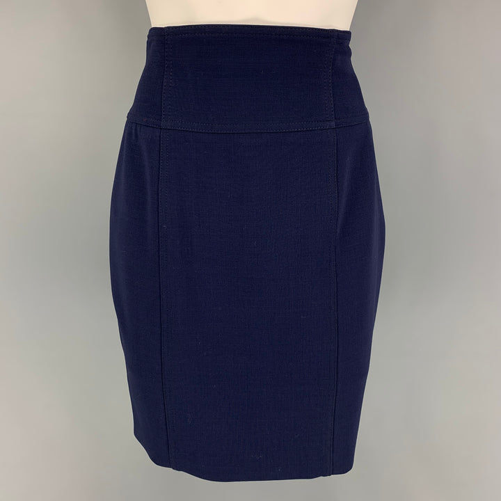RALPH LAUREN Black Label Size 4 Navy Wool Pencil Knee-Length Skirt