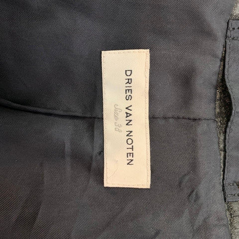 DRIES VAN NOTEN Size 6 Black Textured Acetate Blend Belted Trench Coat